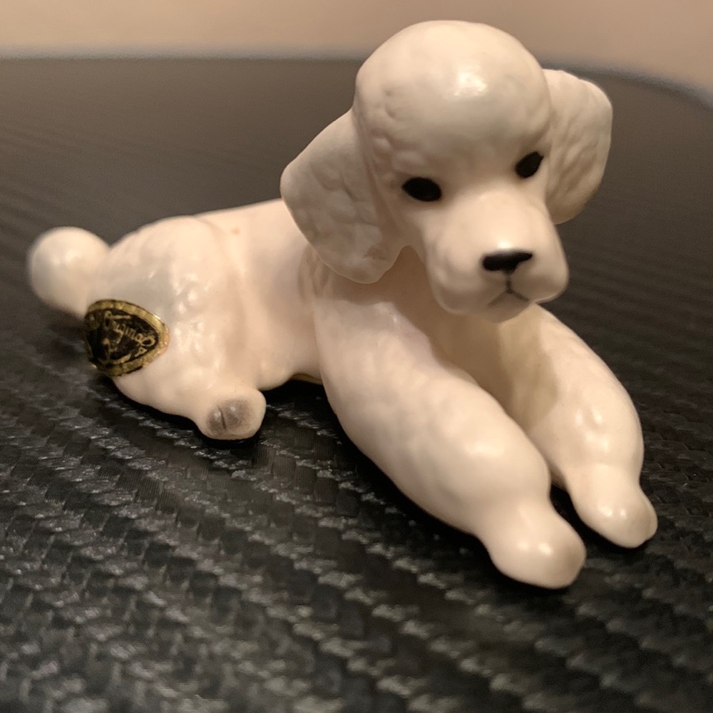 Vintage White Ceramic Miniature Poodle Figurine-Josef Original